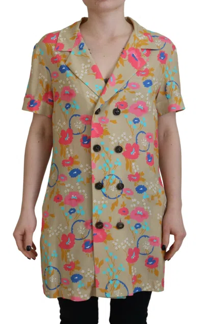 Pre-owned Dsquared2 Dsquared² Printed Collared Button Front Long Blouse Women's Top () In Multi