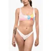 Dsquared2 Printed Cotton Bandeau Bikini Top