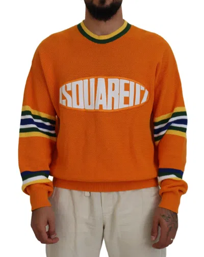 Pre-owned Dsquared2 Dsquared² Printed Long Sleeves Men Pullover Men's Sweater () In Orange