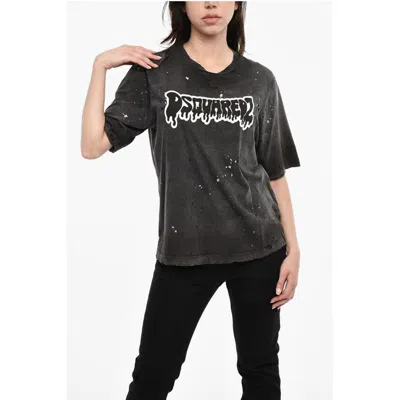 Dsquared2 Printed Melt Logo T-shirt With Vintage Effect