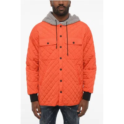Dsquared2 Quilted Jacket With Snap Buttons In Orange