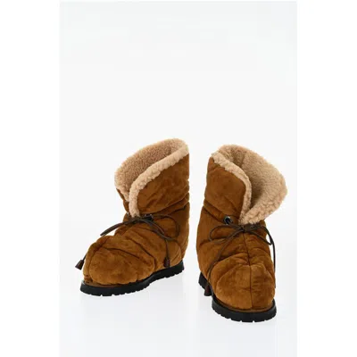 Dsquared2 Dsquared² Quilted Suede Wood Lover Booties With Shearling Women's Detail