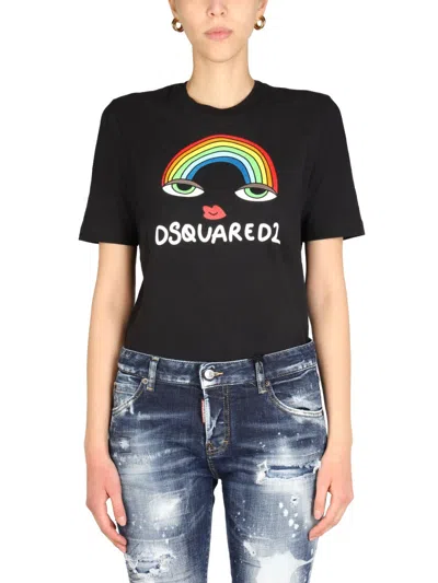 Dsquared2 Dsquared Rainbow Renny Roll-neck T-shirt In Black