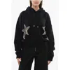 Dsquared2 See Through Inserted Star Hoodie With Rhinestones In Black