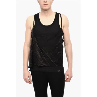 Dsquared2 Silk Blend Underwear Tank Top With Lace Hem