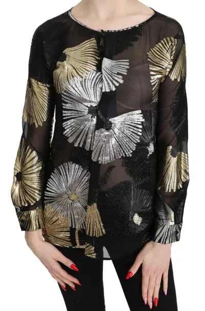 Pre-owned Dsquared2 Dsquared² Silk Jacquard See Through Top Women's Blouse () In Gold