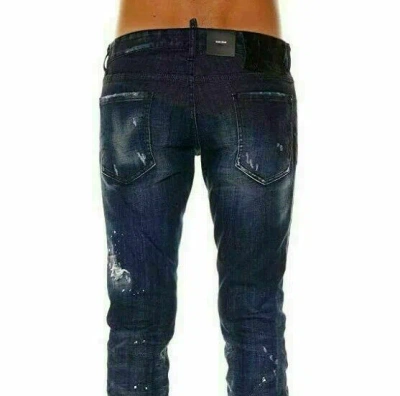 Pre-owned Dsquared2 Dsquared² Slim Jeans Iconic Ripped Hose Denim Pants 5 Pocket Trouser 50 In Blue