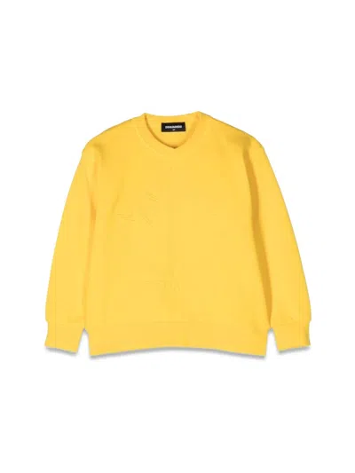 Dsquared2 Dsquared Slouchy Fit Crewneck Sweatshirt For Kids In Yellow