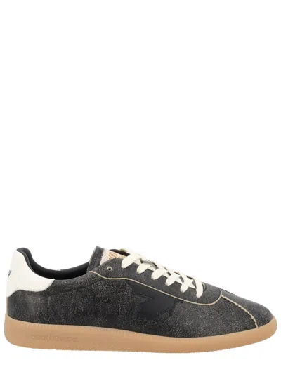 Dsquared2 Rebels Distressed Black Leather Sneakers