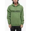 Dsquared2 Solid Color Hoodie With Embossed Logo In Green