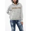 Dsquared2 Solid Color Hoodie With Printed Logo In Gray