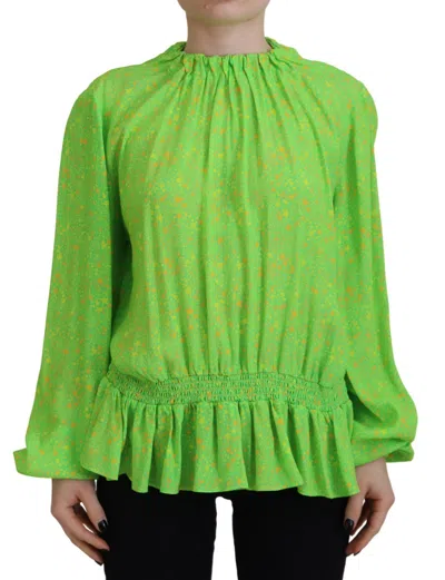 Pre-owned Dsquared2 Dsquared² Stars Print Viscose Long Sleeves Blouse Women's Top () In Green
