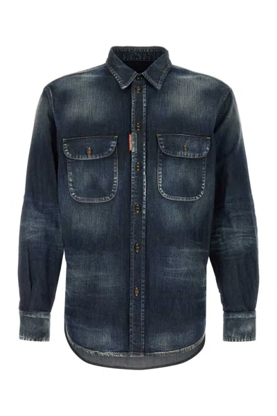 Dsquared2 Dsquared Stretch Denim Shirt In Blue
