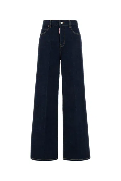 Dsquared2 Dsquared Stretch Denim Traveller Wide-leg Jeans In Blue