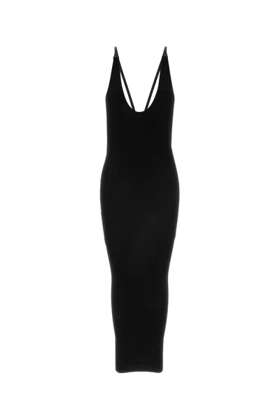 Dsquared2 Dsquared Crepe Viscose Rib Long Jersey Dress In Black