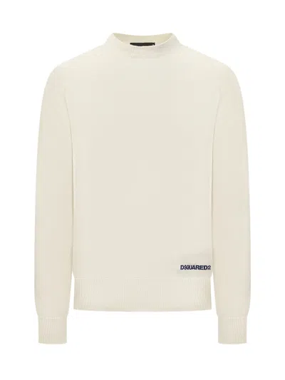 Dsquared2 Crewneck Knit Sweater In White