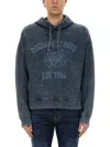 Dsquared2 Relaxed-fit Grey Sweatshirt With Iconic Logo Print In Blue