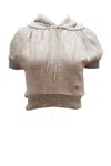 Dsquared2 Dsquared² Top Cropped Hoodie Top With Embellishment In Grey Cotton In Beige