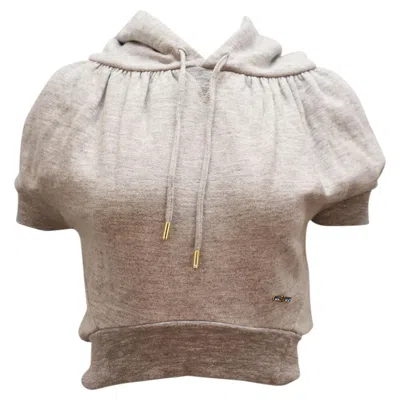 Pre-owned Dsquared2 Dsquared� Top Cropped Hoodie Top With Embellishment In Grey Cotton In Gray