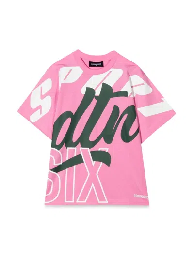 Dsquared2 Dsquared T-shirt Allover Writing In Pink
