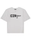 Dsquared2 Men White Crew Neck T-shirt With Raised Collar And Maxi Logo On The Front In Cotton Man In White