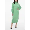 Dsquared2 Turtleneck Wool And Cashmere Maxi Dress In Green