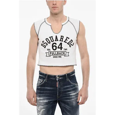 Dsquared2 Two-tone Cool Fit Cropped T-shirt In White