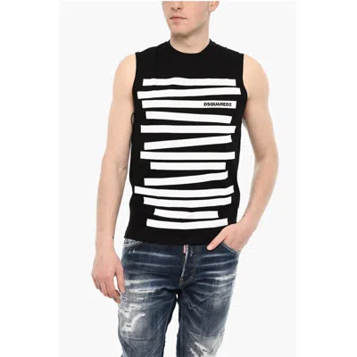 Dsquared2 Two-tone Crew-neck Tank Top In Black