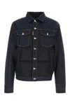 Dsquared2 Denim And Polyester Down Jacket With Contrast Stitching In Blue