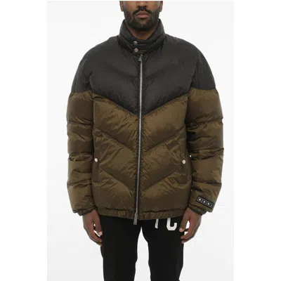 Dsquared2 Two-tone Quilted Jacket With Logo Buttons In Multi