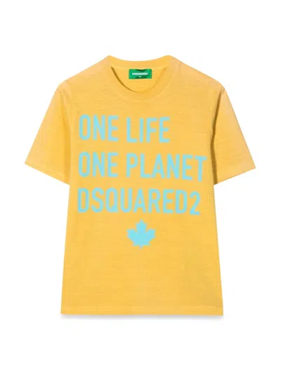 Dsquared2 Dsquared Unisex Kids Cotton Mini T-shirt For Fw22 In Yellow