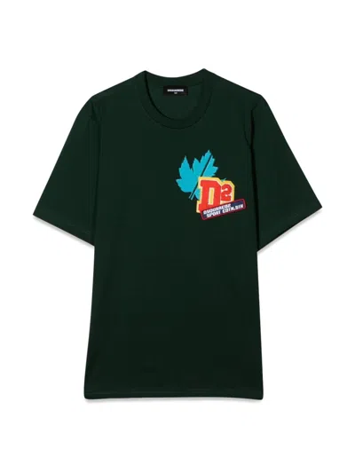 Dsquared2 Dsquared Unisex Mini T-shirt With Front Applied Patch In Green