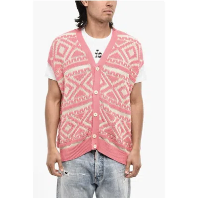 Dsquared2 V-neck Two-tone Sleeveless Cardigan