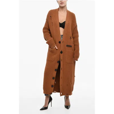 Dsquared2 Vintage Effect Cotton And Nylon Maxi Cardigan