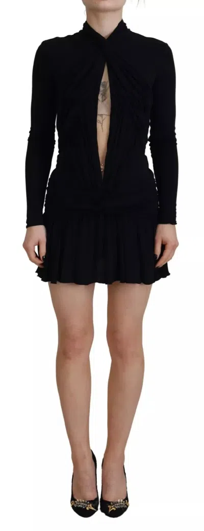 Pre-owned Dsquared2 Dsquared² Viscose Long Sleeves Cut Out Mini Women's Dress () In Black