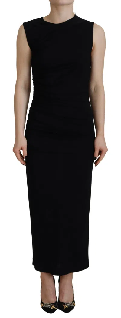 Pre-owned Dsquared2 Dsquared² Viscose Sleeveless Ruched Maxi Women's Dress () In Black