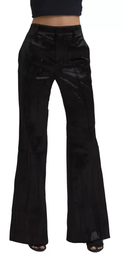 Pre-owned Dsquared2 Dsquared² Viscose Super Flare High Waist Women's Pants () In Black