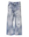 Dsquared2 Blue Washed High Waist Wide Leg Jeans In Blue