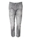 Dsquared2 Gray Washed Mid Waist Tapered Denim Jeans In Gray