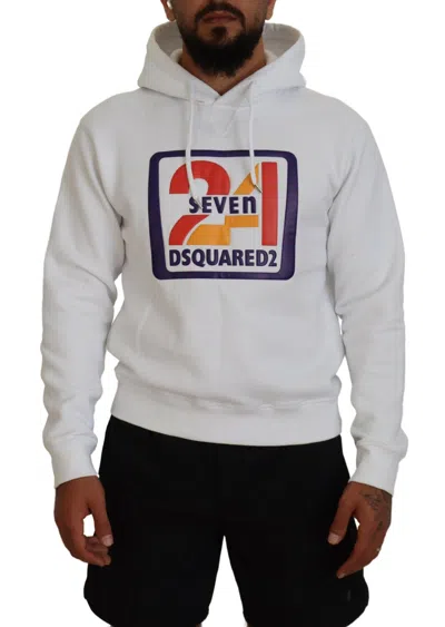 Pre-owned Dsquared2 Dsquared² White Cotton Hooded Printed Men Pullover Men's Sweater ()
