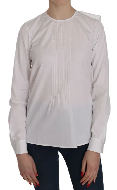 Dsquared2 Dsquared² White Crew Neck Long Sleeve Cotton Women's Blouse