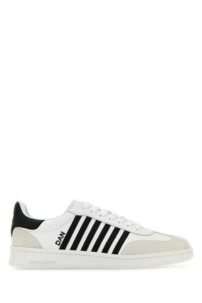DSQUARED2 DSQUARED WHITE LEATHER BOXER SNEAKERS