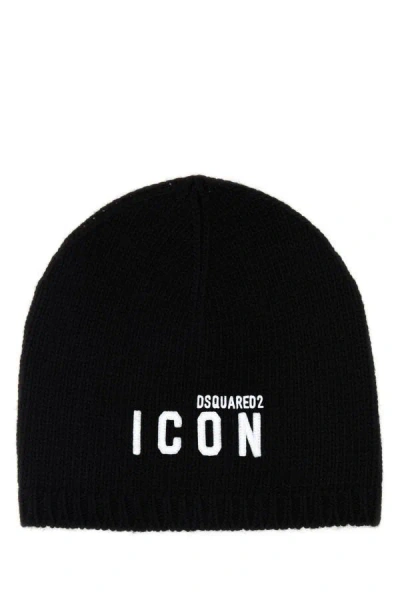 DSQUARED2 DSQUARED WOMEN BLACK WOOL BLEND BEANIE HAT