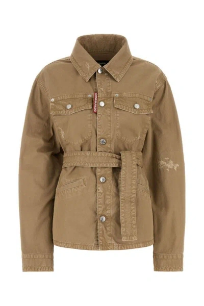 DSQUARED2 DSQUARED WOMEN BEIGE COTTON JACKET