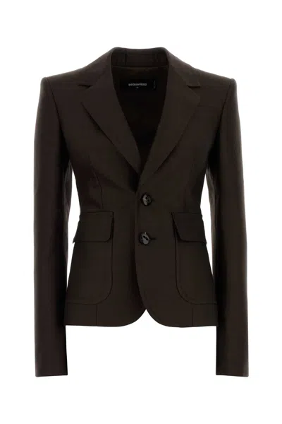 DSQUARED2 DSQUARED WOMEN CHOCOLATE WOOL BLEND BIANCA BLAZER
