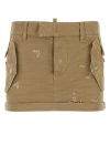 Dsquared2 Beige Short Skirt With Distressed Effect In Green