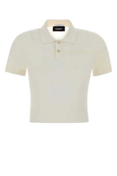 Dsquared2 Dsquared Women's Knit Polo Shirt In Viscose-wool Blend In White