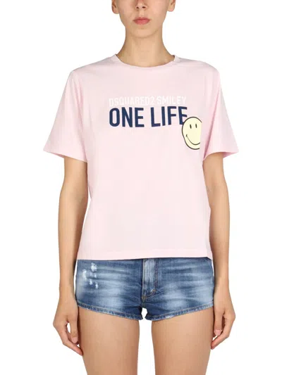 Dsquared2 Dsquared Women Logo Print T-shirt In Pink