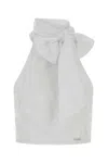 Dsquared2 Bow Detail Cropped Halterneck Sleeveless Top In White