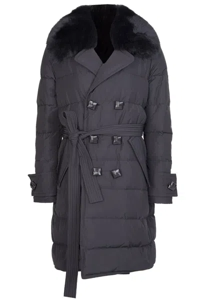 Dsquared2 Dsquared Womens Fur Collar Trench Coat In Black